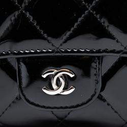 Pre Owned Chanel Black Classic Patent Wallet On Chain