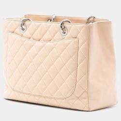 Pre Owned حقيبة يد توتس شانيل جراند شوبينج كافيار بني