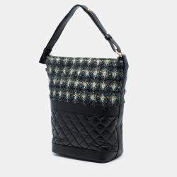 Pre Owned حقيبة هوبو شانيل نمط غير رسمي قماش مبطن عجل معتق أسود أخضر وتويد