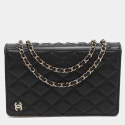 Pre Owned Chanel CC Book Black Quilted Leather Clutch Bag
