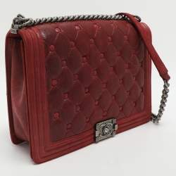 Pre Owned حقيبة شانيل بوي جلد نوبوك مبطن شيستيرفيلد بيج ذات قلاب كبيرة