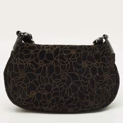 Pre Owned حقيبة شانيل كاميليا من جلد الشوكولاتة البني السويدي عملية كتف