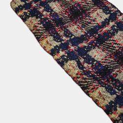 Pre Owned حقيبة ظهر شانيل سي سي لوجو طبعة تويد زرقاء متعددة الألوان نايلون جلد