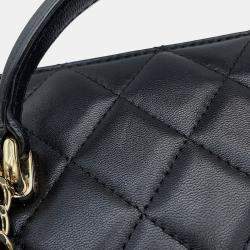 مملوكة مسبقًا Chanel Matelasse Top Handle 2-Way Vanity Bag Black Lambskin