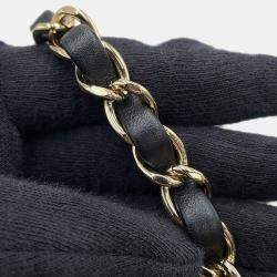 Pre Owned حقيبة شانيل سلاسل جلد العجل للكتف سوداء/وردية حجم 25