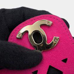 Pre Owned حقيبة شانيل سلاسل جلد العجل للكتف سوداء/وردية حجم 25