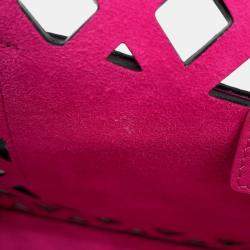 Pre Owned حقيبة شانيل سلاسل جلد العجل للكتف سوداء/وردية حجم 25