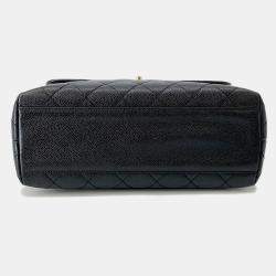 Pre Owned حقيبة شانيل ماتلسي مقبض علوي جلد كافيار أسود