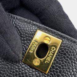 Pre Owned حقيبة كتف سلسلة جلد كافيار أسود مقاس 25 شانيل ديانا