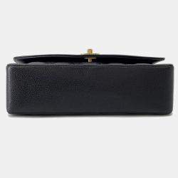 Pre Owned حقيبة كتف سلسلة جلد كافيار أسود مقاس 25 شانيل ديانا