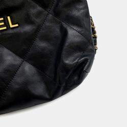 Pre Owned Chanel Chanel22 Backpack Black Shiny Calf Leather Size Small