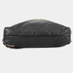 Pre Owned Chanel Chanel22 Backpack Black Shiny Calf Leather Size Small