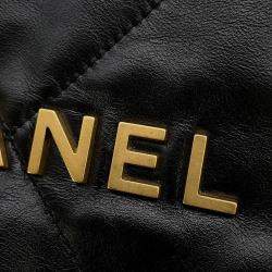 Pre Owned Chanel Chanel22 Backpack Black Shiny Calf Leather Size Small