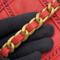 مملوكة مسبقًا Chanel Chanel19 Chain Shoulder Bag Red Lambskin