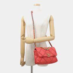 مملوكة مسبقًا Chanel Chanel19 Chain Shoulder Bag Red Lambskin