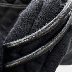 Pre Owned Chanel Cambon Line Tote Bag Black Lambskin Size Large