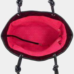 Pre Owned Chanel Cambon Line Tote Bag Black Lambskin Size Large