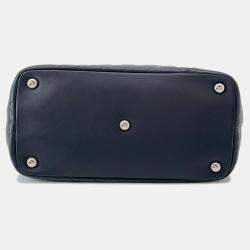 Pre Owned Chanel Cambon Line Tote Bag Black Lambskin Size Large