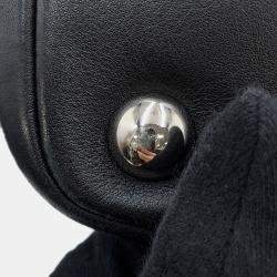 Pre Owned Chanel Cambon Line Tote Bag Black Lambskin Size Large