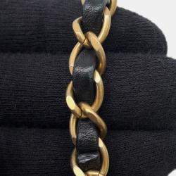 Pre Owned حقيبة كتف سلسلة لؤلؤ شانيل جلد الخروف أسود