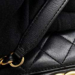 Pre Owned حقيبة كتف سلسلة لؤلؤ شانيل جلد الخروف أسود