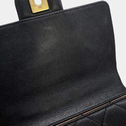 Pre Owned حقيبة كتف سلسلة لؤلؤ شانيل جلد الخروف أسود