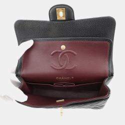 Pre Owned حقيبة كتف شانيل ماتيلاسي سلسلة مزدوجة جلد كافيار أسود مقاس 23