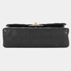 Pre Owned حقيبة كتف شانيل ماتيلاسي سلسلة مزدوجة جلد كافيار أسود مقاس 23