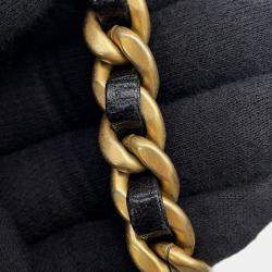 مملوكة مسبقًا حقيبة كتف سلسلة مستديرة جلد خروف أسود شانيل 19 شانيل