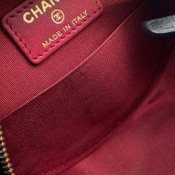 مملوكة مسبقًا حقيبة كتف سلسلة مستديرة جلد خروف أسود شانيل 19 شانيل