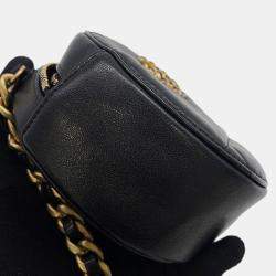 مملوكة مسبقًا حقيبة كتف سلسلة مستديرة جلد خروف أسود شانيل 19 شانيل