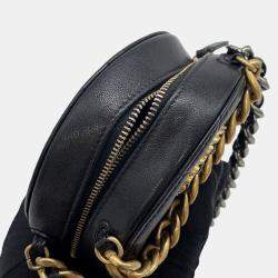 مملوكة مسبقًا حقيبة كتف سلسلة مستديرة جلد خروف أسود شانيل 19 شانيل