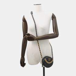 مملوكة مسبقًا حقيبة كتف سلسلة مستديرة جلد خروف أسود شانيل 19 شانيل