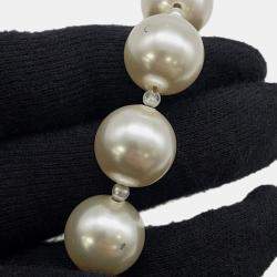 Pre Owned Chanel Pearl Chain Wallet Black Lambskin