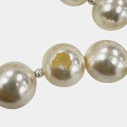 Pre Owned Chanel Pearl Chain Wallet Black Lambskin