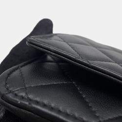 Pre Owned Chanel Pearl Chain Wallet Black Lambskin