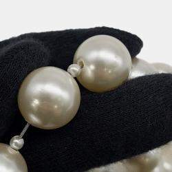 Pre Owned Chanel Pearl Chain Wallet Black Lambskin