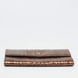 مملوكة مسبقًا Chanel CC Brown Python Continental Wallet