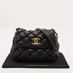 Pre Owned Chanel Bubble Black Quilted Leather Flap Shoulder Bag