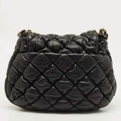 Pre Owned Chanel Bubble Black Quilted Leather Flap Shoulder Bag