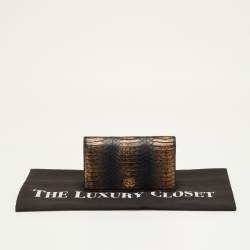 Pre Owned Chanel L Yen Black/Bronze Snakeskin Wallet