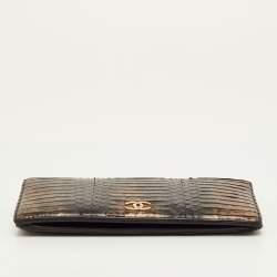 Pre Owned Chanel L Yen Black/Bronze Snakeskin Wallet