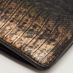 Pre Owned Chanel L Yen Black/Bronze Snakeskin Wallet