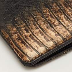 Pre Owned Chanel L Yen Black/Bronze Snakeskin Wallet