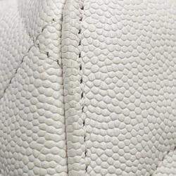 Pre Owned Chanel White Small Quilted Caviar Coco Casino Vanity Case