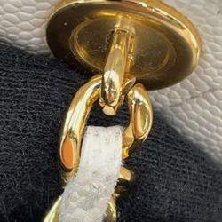 Pre Owned Chanel White Small Quilted Caviar Coco Casino Vanity Case