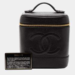 Pre Owned حقيبة شانيل فانيتي كافيار سي سى سوداء