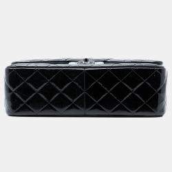 Pre Owned حقيبة شانيل كلاسيك سوداء جامبو براءة جلد رفرف مزدوج