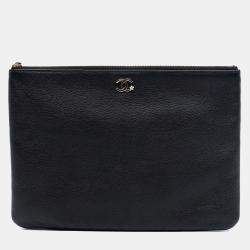 مملوكة مسبقًا حقيبة كلتش شانيل وسّط كافيار حظ البرسيم أسود