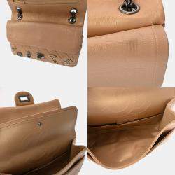 مملوكة مسبقًا Chanel Matelasse 2.55 Chain Shoulder Bag 23Cm Icon Charm Double Flap Beige Gold Calfskin